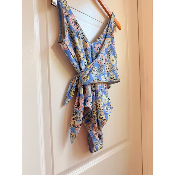 Tanya Taylor Kelly Wrap One Piece Swim Small Beach Floral Vacation - Picture 3 of 5